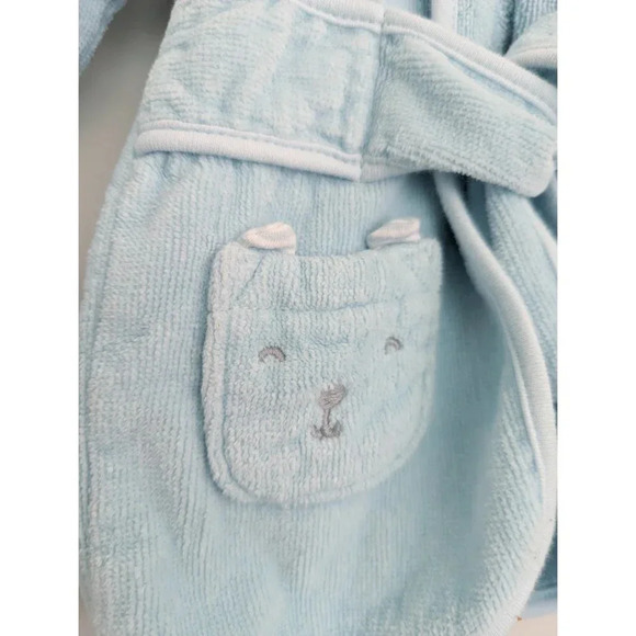 Carter's Baby Animal Terry Cloth Bath Robe Light Blue Striped Lining 0-9 months - Picture 7 of 10